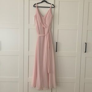 Full length bridesmaid dress.
